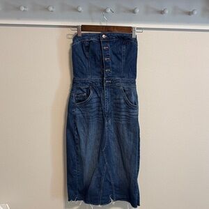 VENUS Dark Blue Strapless Denim Dress